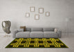 Machine Washable Southwestern Yellow Country Rug in a Living Room, wshabs4576yw