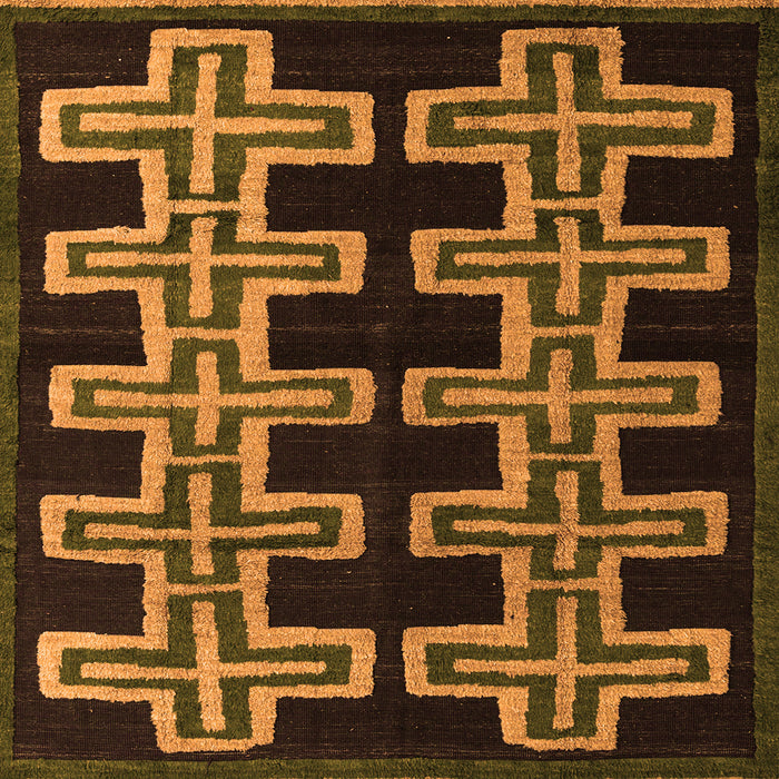 Square Machine Washable Southwestern Orange Country Area Rugs, wshabs4576org