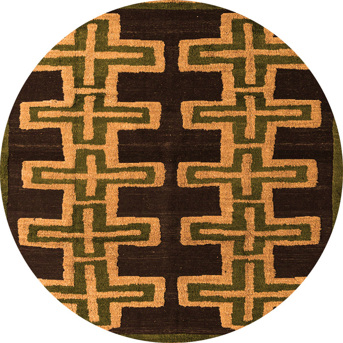 Round Machine Washable Southwestern Orange Country Area Rugs, wshabs4576org