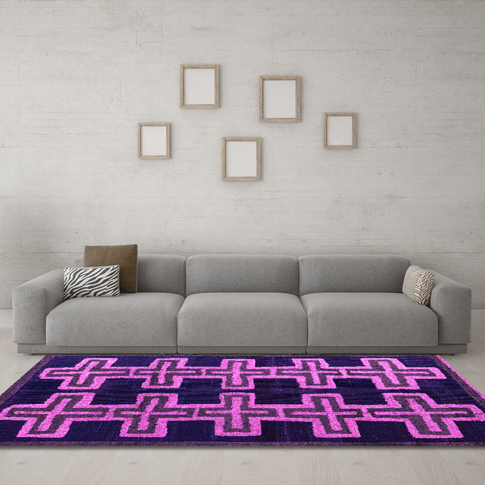 Machine Washable Southwestern Pink Country Rug in a Living Room, wshabs4576pnk