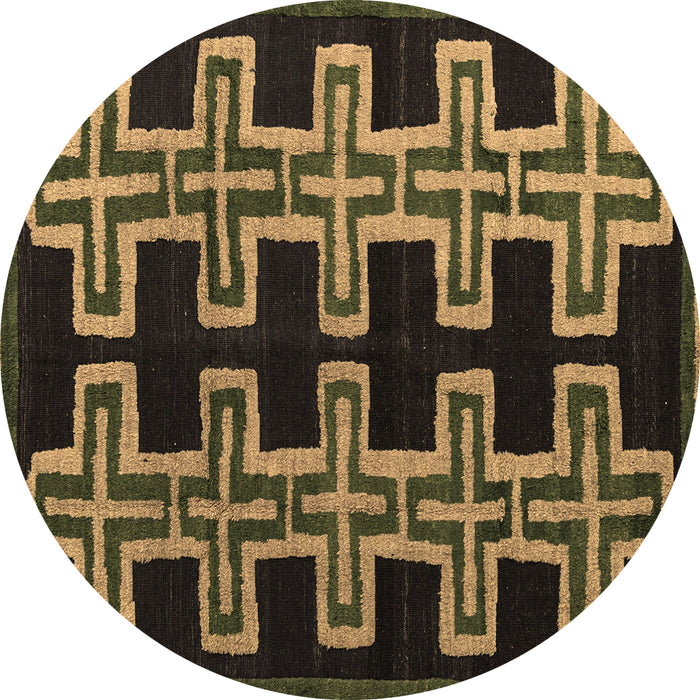 Round Machine Washable Southwestern Brown Country Rug, wshabs4576brn