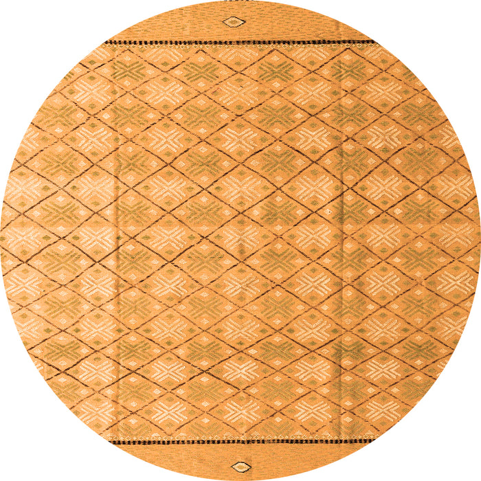 Round Machine Washable Abstract Orange Modern Area Rugs, wshabs4577org