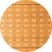 Round Machine Washable Abstract Orange Modern Area Rugs, wshabs4577org