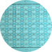 Round Machine Washable Abstract Light Blue Modern Rug, wshabs4577lblu