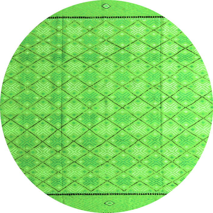 Round Machine Washable Abstract Green Modern Area Rugs, wshabs4577grn