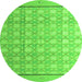 Round Machine Washable Abstract Green Modern Area Rugs, wshabs4577grn