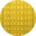 Round Machine Washable Abstract Yellow Modern Rug, wshabs4577yw