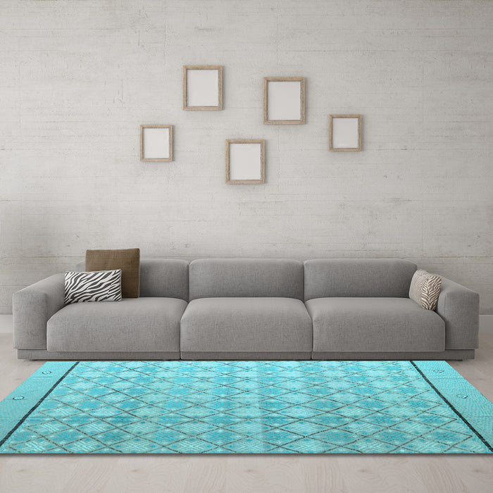 Machine Washable Abstract Light Blue Modern Rug in a Living Room, wshabs4577lblu