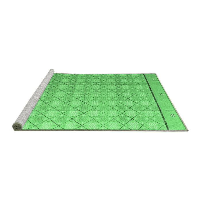 Sideview of Machine Washable Abstract Emerald Green Modern Area Rugs, wshabs4577emgrn