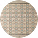 Round Machine Washable Abstract Brown Rug, wshabs4577