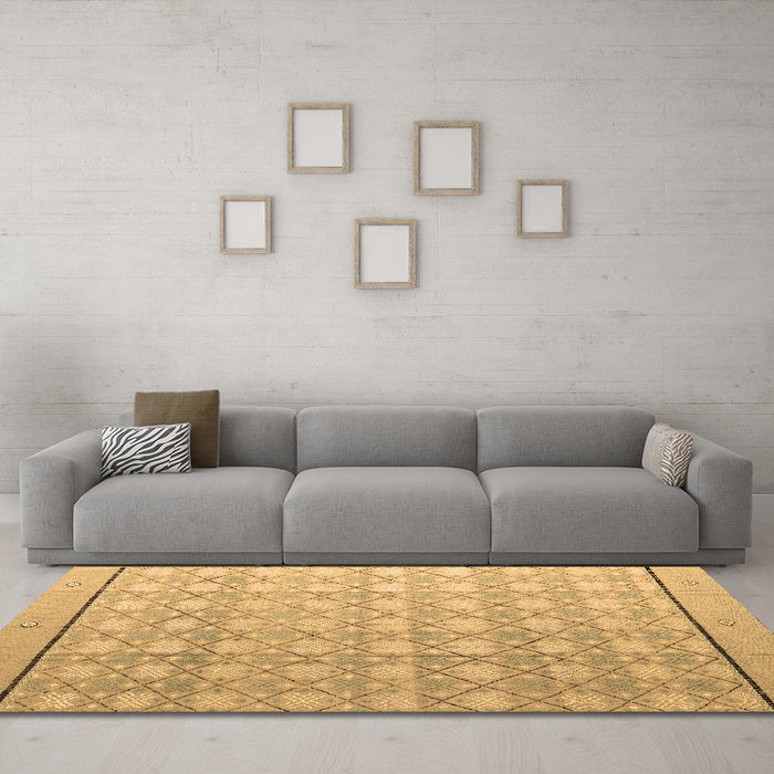 Machine Washable Abstract Brown Modern Rug in a Living Room,, wshabs4577brn