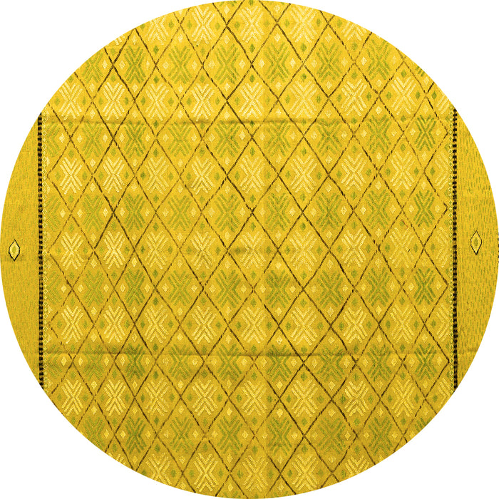 Round Abstract Yellow Modern Rug, abs4577yw