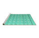 Sideview of Machine Washable Abstract Turquoise Modern Area Rugs, wshabs4577turq