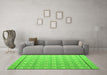 Machine Washable Abstract Green Modern Area Rugs in a Living Room,, wshabs4577grn