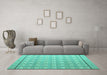 Machine Washable Abstract Turquoise Modern Area Rugs in a Living Room,, wshabs4577turq