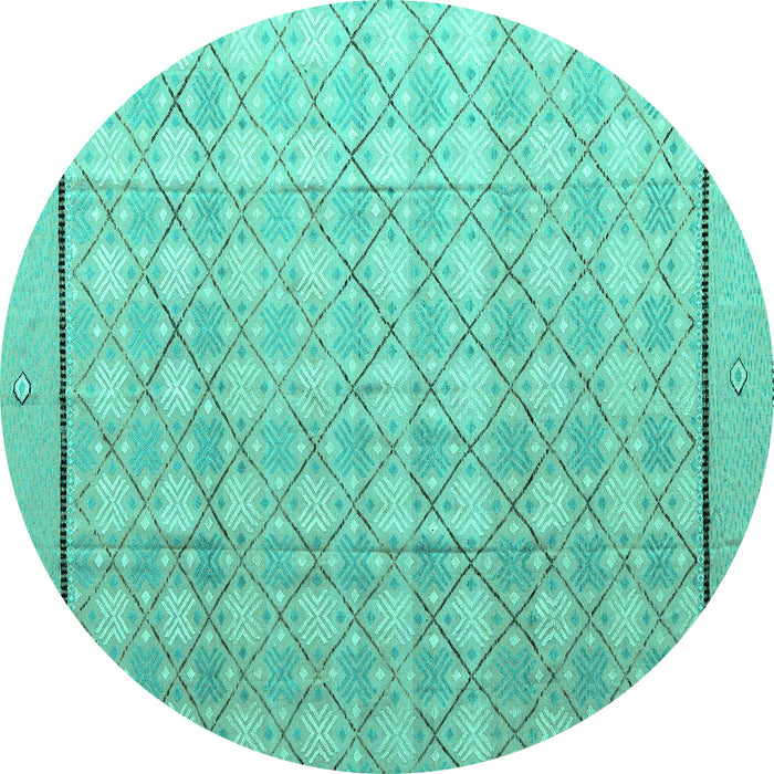 Round Abstract Turquoise Modern Rug, abs4577turq