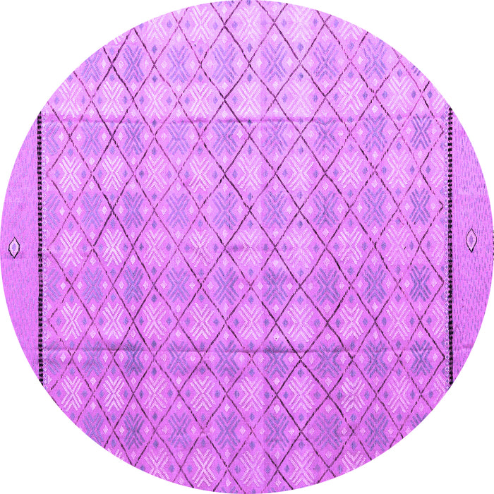 Round Machine Washable Abstract Purple Modern Area Rugs, wshabs4577pur