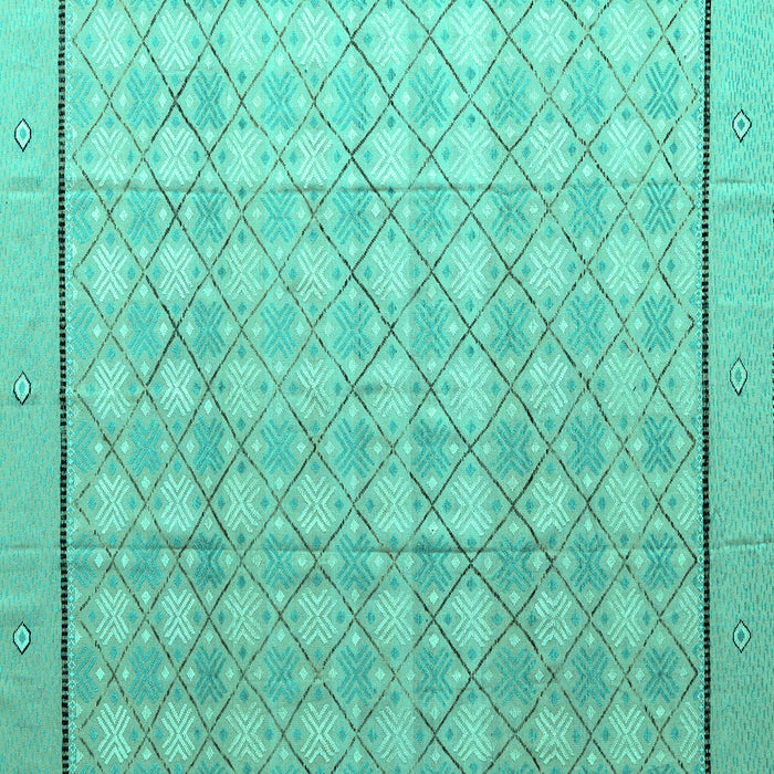 Square Machine Washable Abstract Turquoise Modern Area Rugs, wshabs4577turq