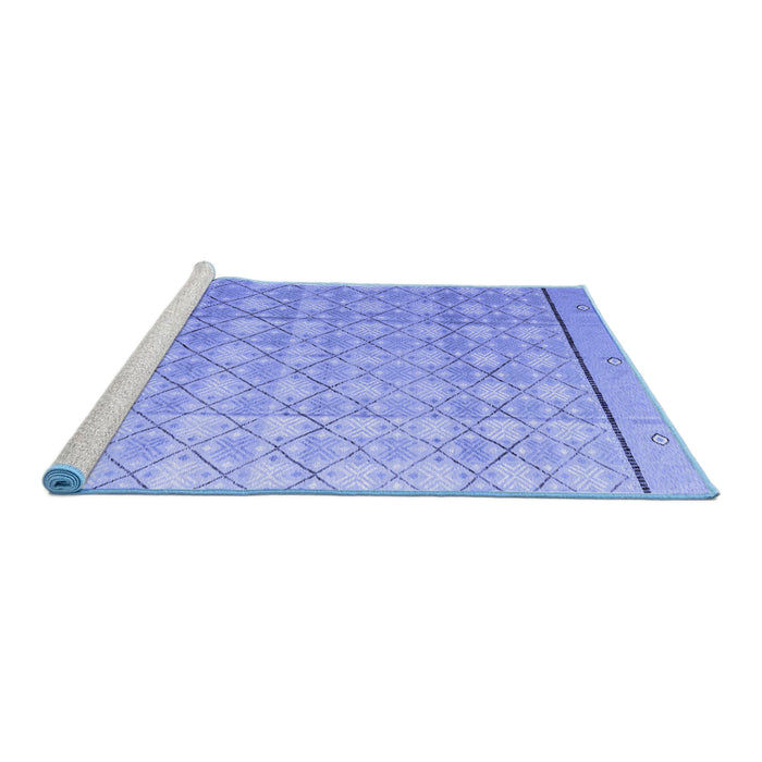 Sideview of Machine Washable Abstract Blue Modern Rug, wshabs4577blu