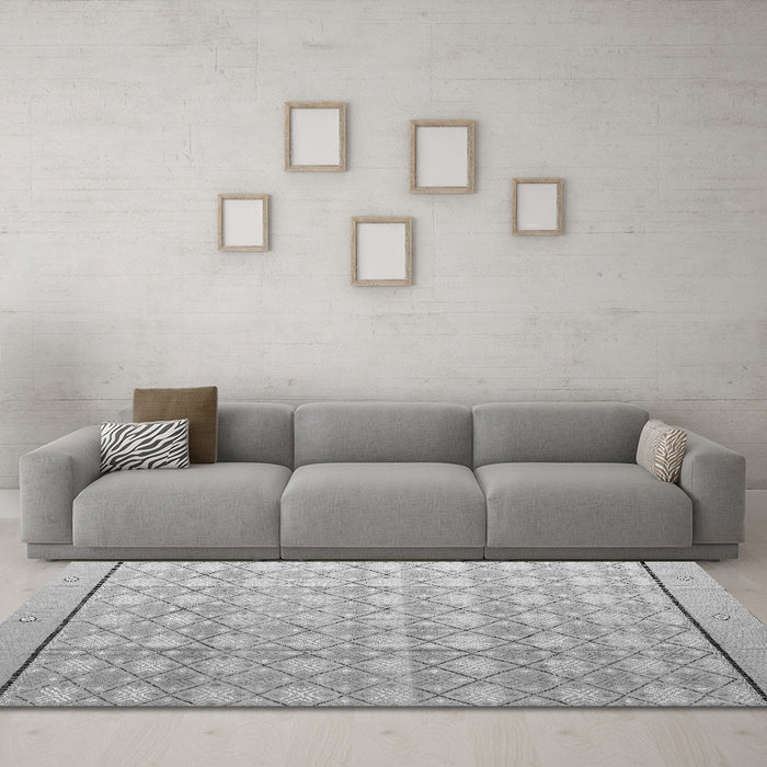 Machine Washable Abstract Gray Modern Rug in a Living Room,, wshabs4577gry