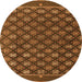 Round Machine Washable Abstract Orange Modern Area Rugs, wshabs4578org