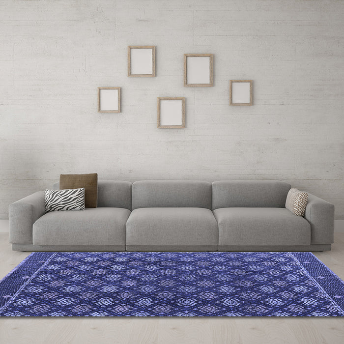 Machine Washable Abstract Blue Modern Rug in a Living Room, wshabs4578blu