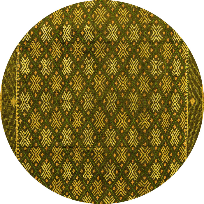 Round Abstract Yellow Modern Rug, abs4578yw