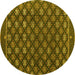 Round Abstract Yellow Modern Rug, abs4578yw