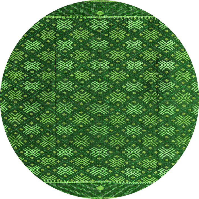 Round Abstract Green Modern Rug, abs4578grn
