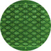 Round Abstract Green Modern Rug, abs4578grn