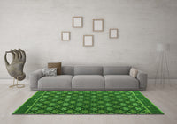 Machine Washable Abstract Green Modern Rug, wshabs4578grn