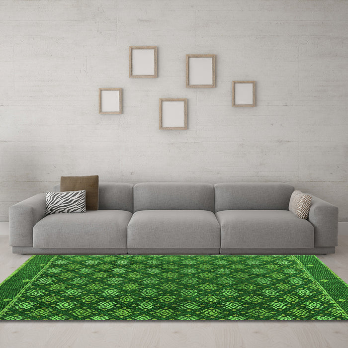 Machine Washable Abstract Green Modern Area Rugs in a Living Room,, wshabs4578grn