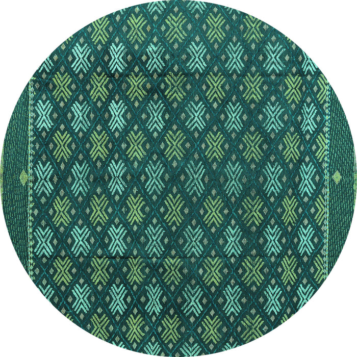 Round Abstract Turquoise Modern Rug, abs4578turq