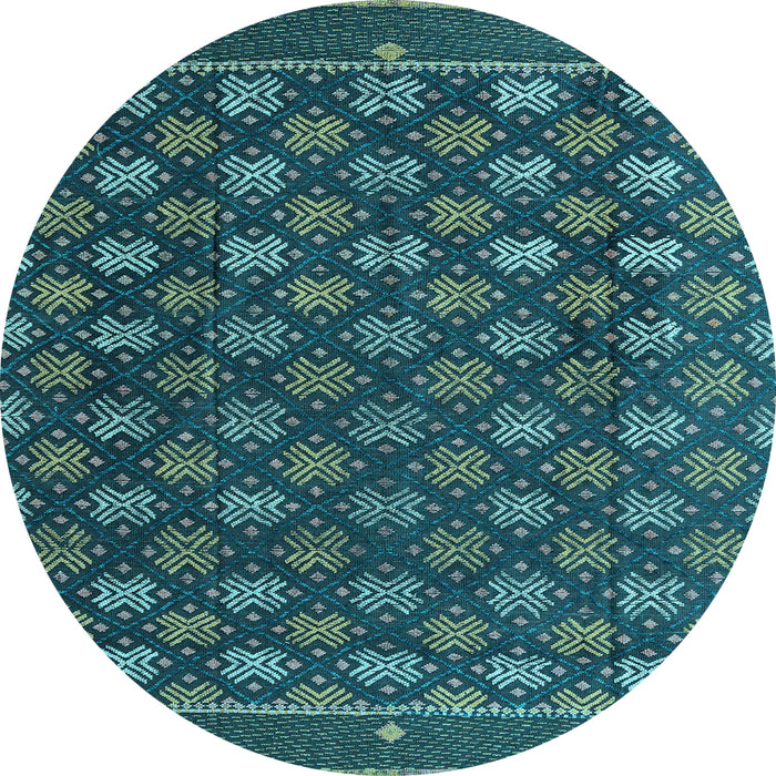 Round Abstract Light Blue Modern Rug, abs4578lblu