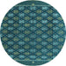 Round Abstract Light Blue Modern Rug, abs4578lblu