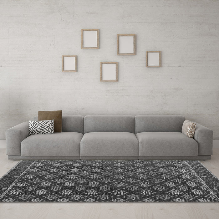 Machine Washable Abstract Gray Modern Rug in a Living Room,, wshabs4578gry