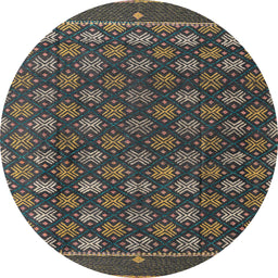 Round Machine Washable Abstract Khaki Green Rug, wshabs4578