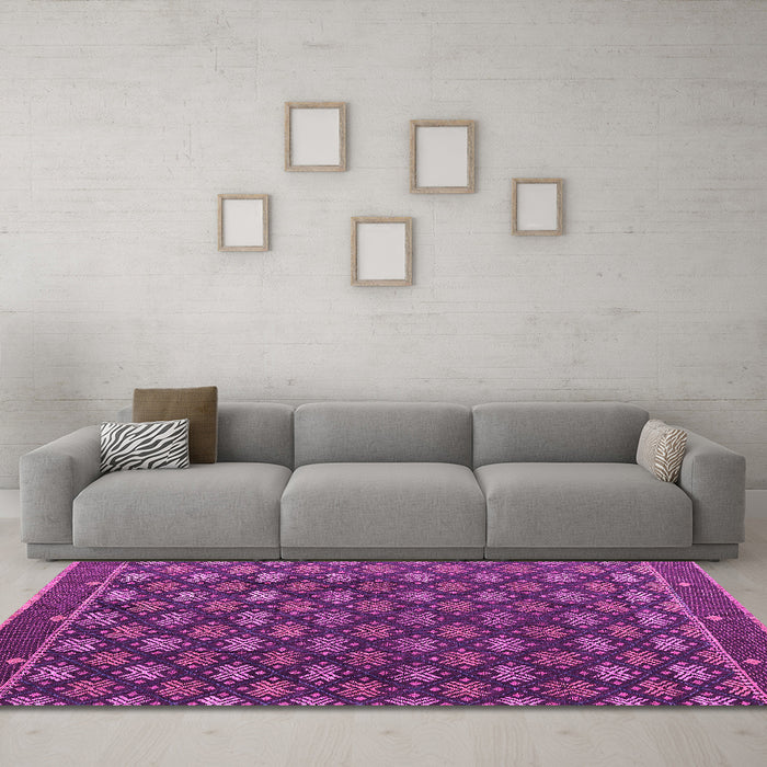 Machine Washable Abstract Pink Modern Rug in a Living Room, wshabs4578pnk