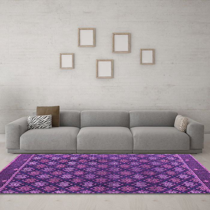 Machine Washable Abstract Purple Modern Area Rugs in a Living Room, wshabs4578pur