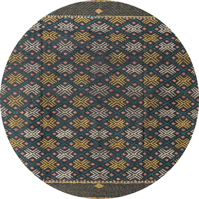 Round Abstract Khaki Green Modern Rug, abs4578