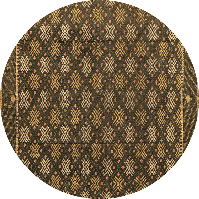 Round Abstract Brown Modern Rug, abs4578brn