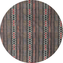 Round Machine Washable Abstract Dark Brown Rug, wshabs4579