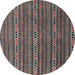 Round Machine Washable Abstract Dark Brown Rug, wshabs4579