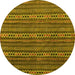 Round Machine Washable Abstract Yellow Modern Rug, wshabs4579yw