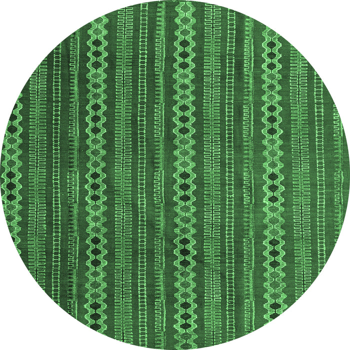 Round Abstract Emerald Green Modern Rug, abs4579emgrn