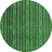 Round Abstract Emerald Green Modern Rug, abs4579emgrn