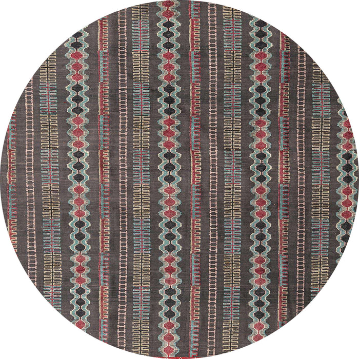 Round Abstract Dark Brown Modern Rug, abs4579