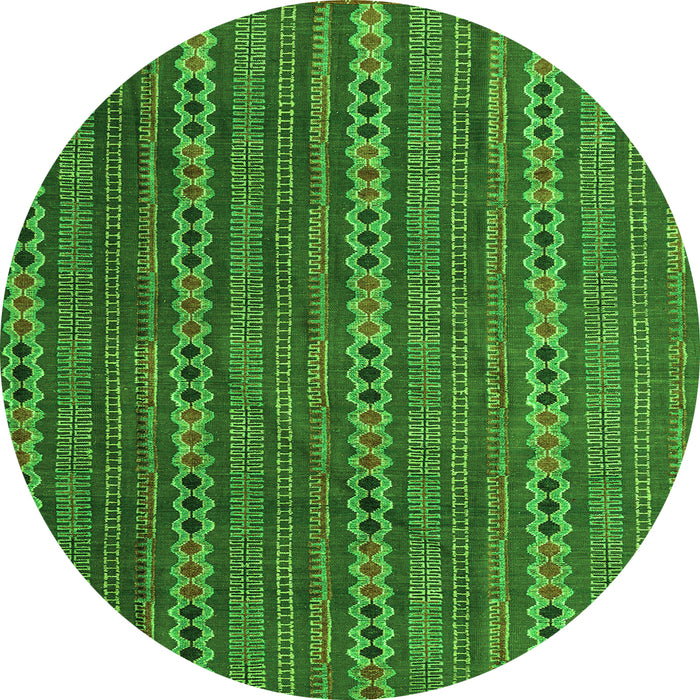 Round Machine Washable Abstract Green Modern Area Rugs, wshabs4579grn
