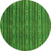 Round Machine Washable Abstract Green Modern Area Rugs, wshabs4579grn