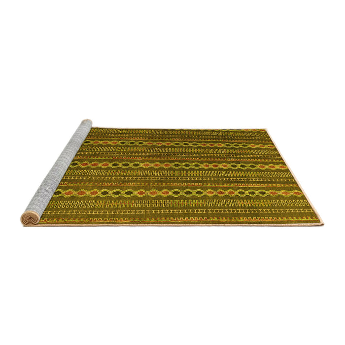 Sideview of Machine Washable Abstract Yellow Modern Rug, wshabs4579yw